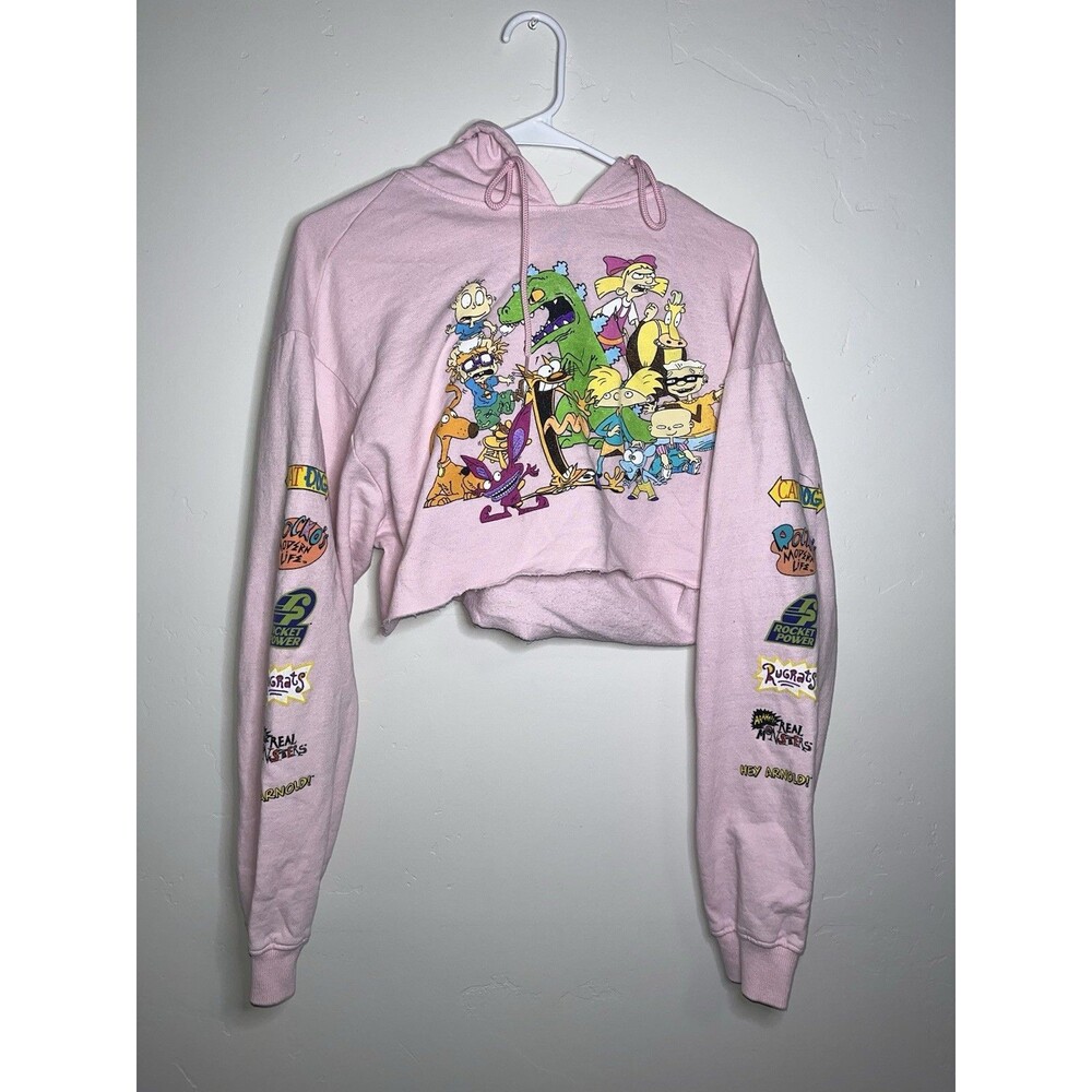 Nickelodeon Crop Hoodie Pink With Characters Size Large